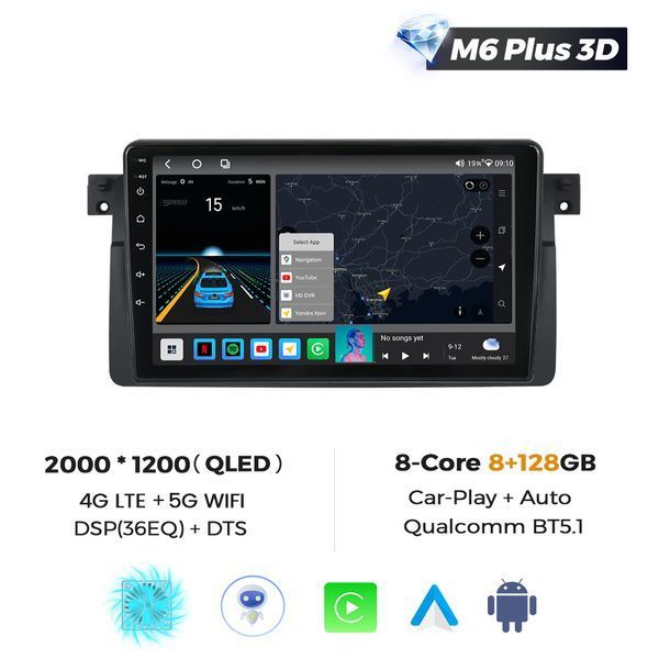 Штатная магнитола Mekede M6 Plus BMW 3-Series (1998 - 2006) CarPlay QleD (1 Din) 11429 фото
