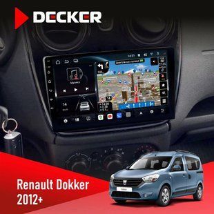 Штатна магнітола Renault Dokker, Sandero, Lodgy 2012+ (1 кнопка) Decker D9-011 4x64, DSP, 4G, 360 НФ-00006309 фото
