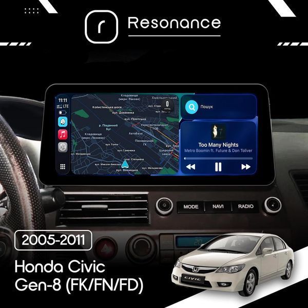 Магнітола Honda Civic 8 (FK, FN, FD) (2005-2011) Resonance Ultra M4 (7862) 4/32, 12.3" QLED, 360 (BMW Style) 027687 фото